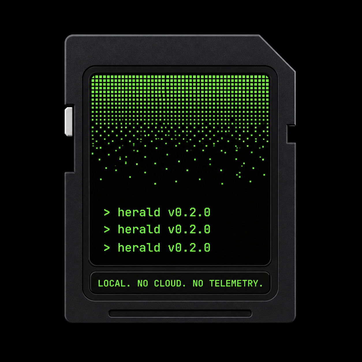 herald — local-first product launch pipeline, on a memory card